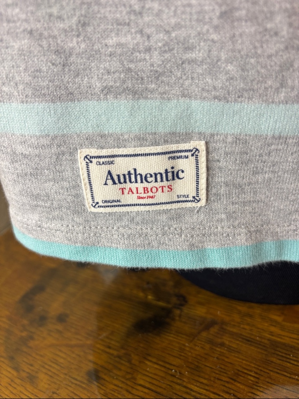 Talbots Light Gray Striped Boatneck Long-Sleeve Top, XL, 100% cotton - Picture 4 of 8